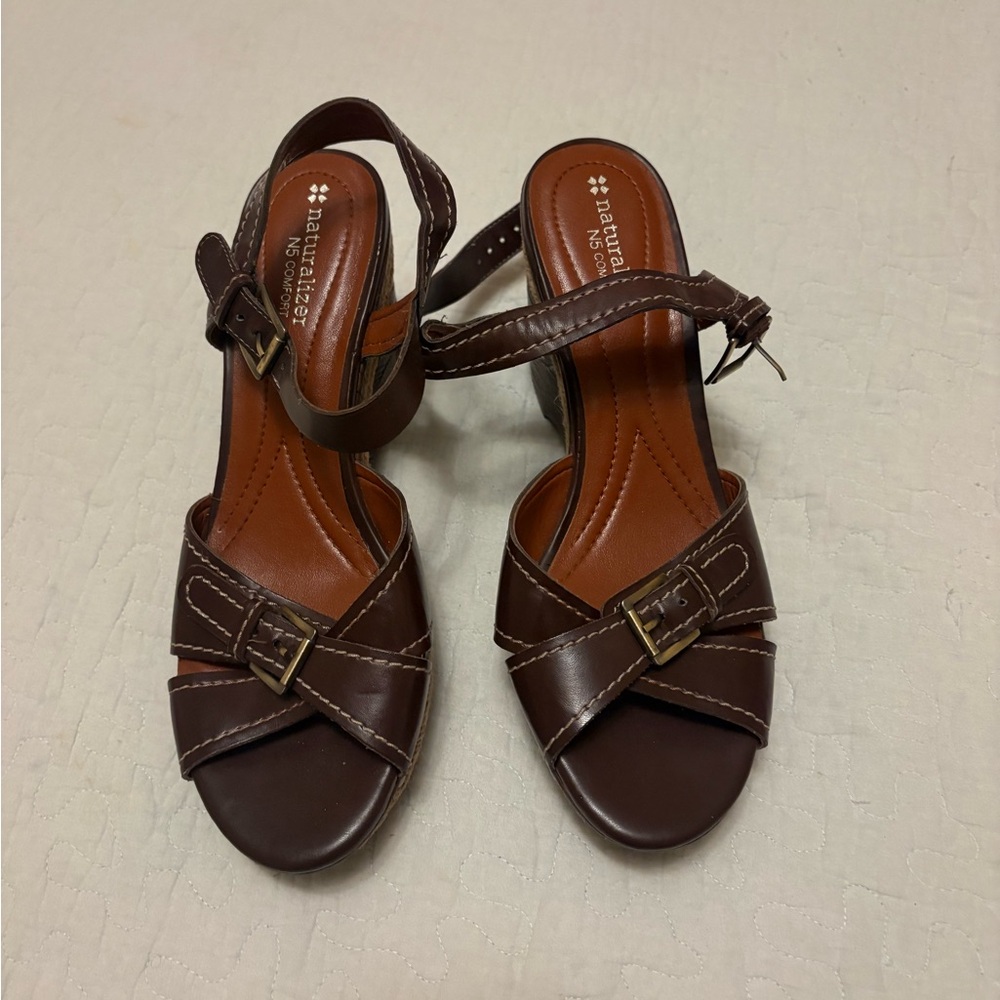 Naturalizer Dark Brown Wedge Sandals